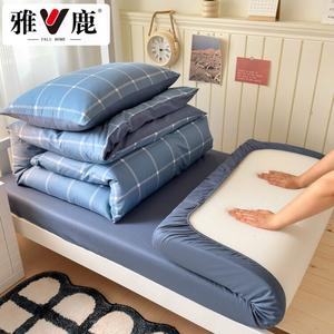 Yalu Комплект постельного белья 0.9 м, 3 предмета: простыня на резинке, пододеяльник, наволочка + одеяло 2 кг + матрас + наполнитель для подушки Lange C, 100% хлопок