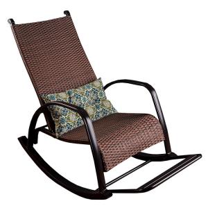 Садовое кресло-качалка из искусственного ротанга с поясничной подушкой