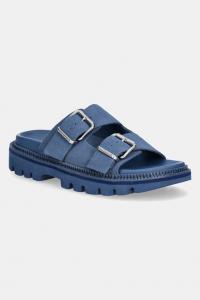 Замшевые шлепанцы Double strap sandal suede Tommy Jeans, синий