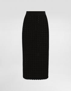 Палаццо из хлопкового жаккарда с цветочным принтом Dolce & Gabbana, черный