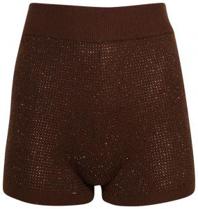 Шорты David Koma из кашемировой шерсти с вышивкой стразами, коричневый цвет