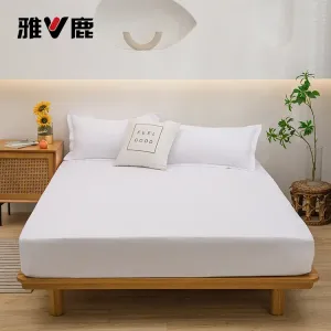 Yalu Простыня на резинке 180х200 см, 2 наволочки, белая, мягкая дышащая ткань