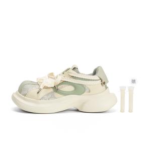 Ouder Уличные кэжуал туфли женские низкие экрю светло-зеленые с кружевными отделками и высокими носками до колена, цвет Light Green (Includes Lace Lace Trims Knee-High Socks)