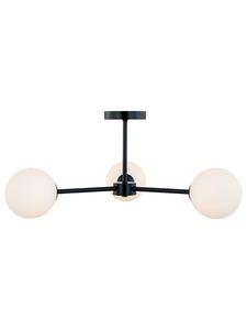 Home24 Потолочный светильник KJUL с тремя плафонами, выполненный из черного металла и белого опалового стекла