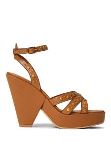 Сандалии 120 мм, украшенные заклепками TWINSET, коричневый