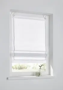 Римская штора White / жалюзи Bente с тонкой декоративной строчкой серого цвета, в комплекте крючки из нержавеющей стали, 60 х 140 см Kutti