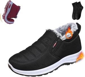 Женские теплые сапоги с овчиной, легкие в носке, удобные при ходьбе, уютные зимние женские снежные ботинки - без застежек, водонепроницаемые, с противоскользящей подошвой NoworFewer, Black