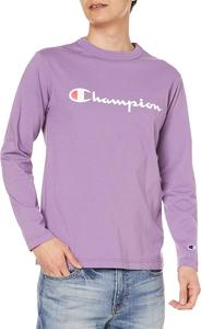 Футболка Champion C3-Q401 с длинным рукавом, 100% хлопок, классический дизайн, принт с логотипом, фиолетовый цвет