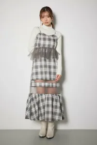 Платье-комбинация с баской и клетчатым узором «русалка» Rienda, цвет Pattern Kha5