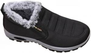 Парные утепленные ботильоны на меху, слипоны с мягкой подошвой, теплые зимние ботинки, удобные хлопковые кроссовки для путешествий, спорта и активного отдыха Faithgee, Black