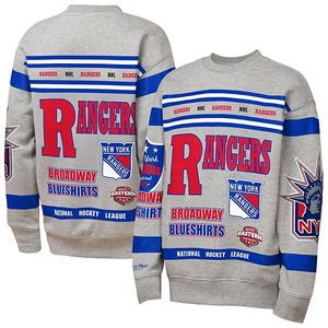 Флисовая толстовка с принтом New York Rangers в сером цвете Mitchell & Ness