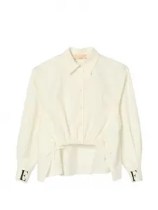 Рубашка с принтом-логотипом Elisabetta Franchi La Mia Bambina, бежевый