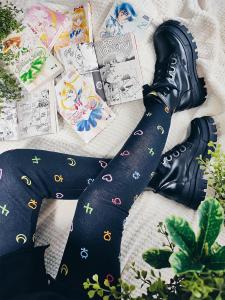 Леггинсы с символом Сейлор Мун, черные