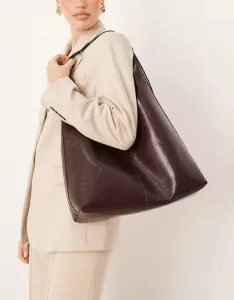 Шоколадно-коричневая сумка-тоут с напуском Gina Tricot