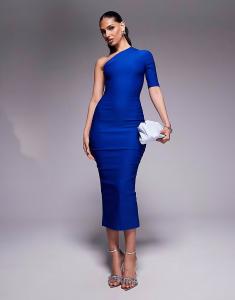 Платье-миди Vesper на одно плечо в облегающем стиле цвета кобальта
