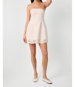 Женское мини-платье без бретелей с баской WeWoreWhat, Ivory