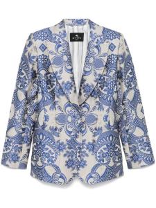 Однобортный блейзер с кружевным мотивом ETRO, нейтральный цвет