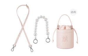 Микрофибровая лямка для сумки женская розовая, белая Lan Bao Fan, ширина 1,2 см пряжка жемчужная серебристая пластина 100 см + ручная жемчужная бесконечная застежка серебристая 32 см