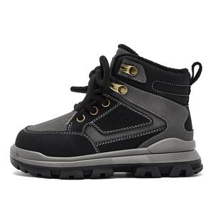 Противоскользящая амортизирующая теплая детская обувь для повседневной носки HOBIBEAR, черный/серый