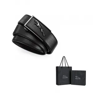 JAGUAR Мужской ремень из натуральной кожи черный шириной 3.5 см, Black