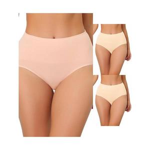 3 упаковки нижнего белья для женщин, дышащие трусики с высокой талией, корректирующие животик ALLEGRA K, цвет Beige Pink