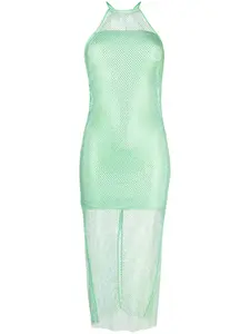 Полупрозрачное платье с вырезом халтер Patrizia Pepe, зеленый