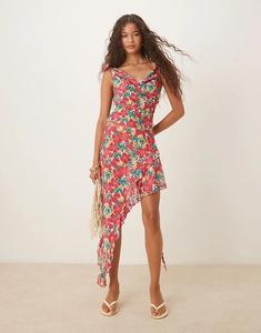 Пляжная юбка-сетка Wild Lovers Ohana с цветочным принтом и оборками, многоцветная розовая - часть комплекта