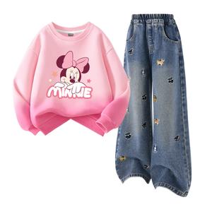 Детская повседневная спортивная одежда Disney, Dipa Smile Berry Pink+Solid Color Denim Blue