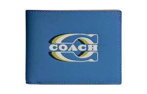 COACH Трёхсекционный кожаный картхолдер для мужчин синий