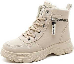 Зимние женские ботинки с подкладкой из флиса, высокие с толстой подошвой, теплые повседневные кроссовки на платформе, уютные ботильоны Qacksv, Khaki