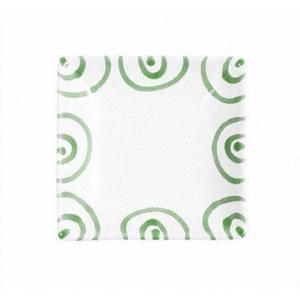 Тарелка для закуски Зеленое пламя 11х11х2,8 см Gmundner Keramik, белый/зеленый