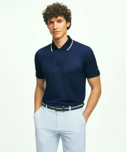 Футболка-поло для гольфа Performance Series из эластичного полиэстерного трикотажа на молнии, однотонная Brooks Brothers, цвет Blue