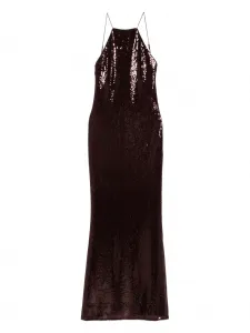 Платье с бретелькой через шею, расшитое пайетками Patrizia Pepe, красный