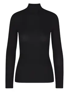 Топ в рубчик с высоким воротником Frame, черный