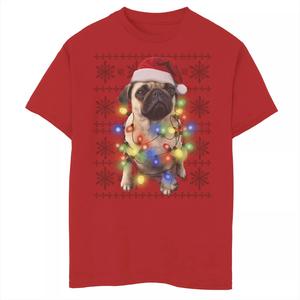 Футболка с рождественским рисунком Fifth Sun Pug Lights для мальчиков 8–20 лет Licensed Character
