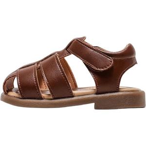 Детские сандалии с противоскользящей подошвой и дышащим верхом QINUOSHU, коричневый