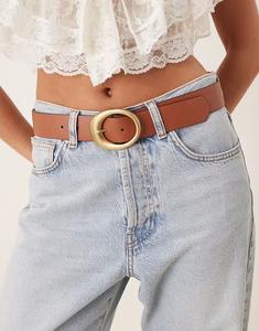 Ремень для джинсов ASOS DESIGN с овальной пряжкой, коричневый