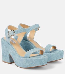 Босоножки на платформе из денима Iman Gabriela Hearst, Light Blue Denim