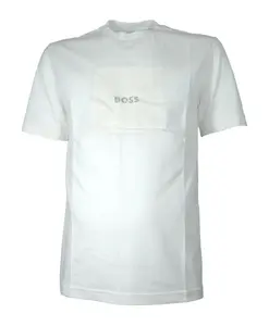 Мужская футболка из хлопкового трикотажа с тонким полосатым логотипом. Hugo, белый