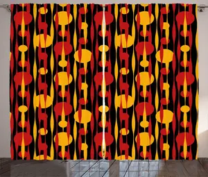 Шторы ABAKUHAUS в деревенском стиле, абстрактные круги, мотивы в стиле 70-х, универсальные ленточные шторы для гостиной с петлями и крючками, 280 x 225 см, цвет "ярко-желтый" Abakuhaus