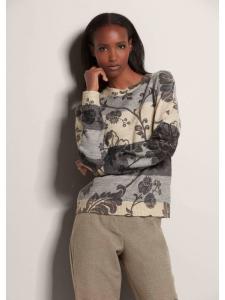 MADELEINE Свитер с круглым вырезом, выполненный в смешанном узоре в цветах берберский / серый / многоцветный