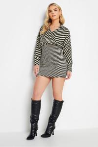 Платье рубашка в полоску с присборенной резинкой Pixiegirl Petite, черный