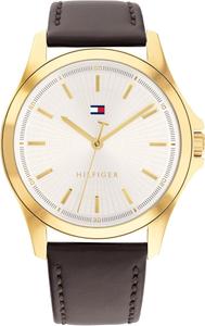 Мужские кварцевые часы Tommy Hilfiger 3H с кожаным ремешком, водонепроницаемость 3 АТМ, современные стильные часы на каждый день, подарок для него, 42 мм, Brown