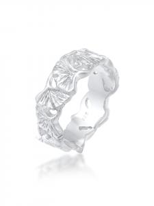 Elli Кольцо из серебра 925 пробы с изображением гинкго в серебряной оправе