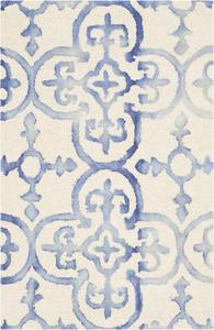 Ковер SAFAVIEH, 61 x 92 см, Dip Dye Collection, Ivory & Blue, ручной работы, марокканский акварельный, шерстяной, идеален для помещений с высокой проходимостью: прихожая, гостиная, спальня (DDY711A)