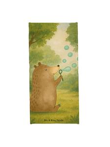 Mr. & Mrs. Panda Банное полотенце с изображением медведя и мыльных пузырей (без слогана) пастельно-голубого цвета