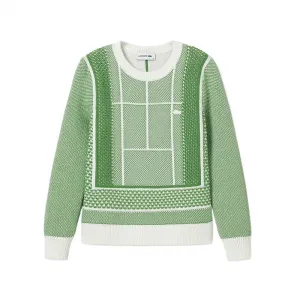 LACOSTE Свитер Women's 4IN/Grass Green/White Crew Neck Moderate Others