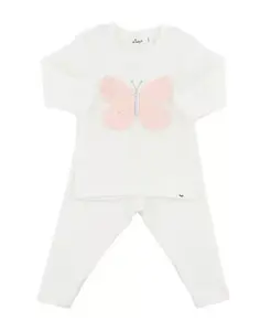 Детский комплект из двух предметов: платье для девочки из тюля с аппликацией в виде бабочек. Oh Baby!, белый