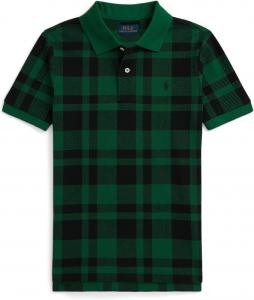 Рубашка-поло из хлопковой сетки в клетку Polo Ralph Lauren Kids, Green