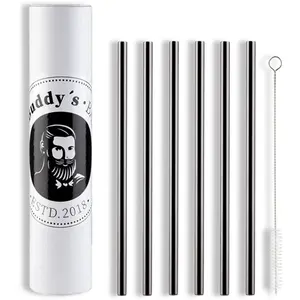 Соломинки для питья Buddy's «Buddy's Bar», (набор), многоразовые, 6 трубочек + щеточка для чистки, под металл, черный
